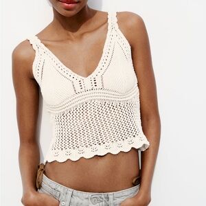 Zara cream crochet crop top